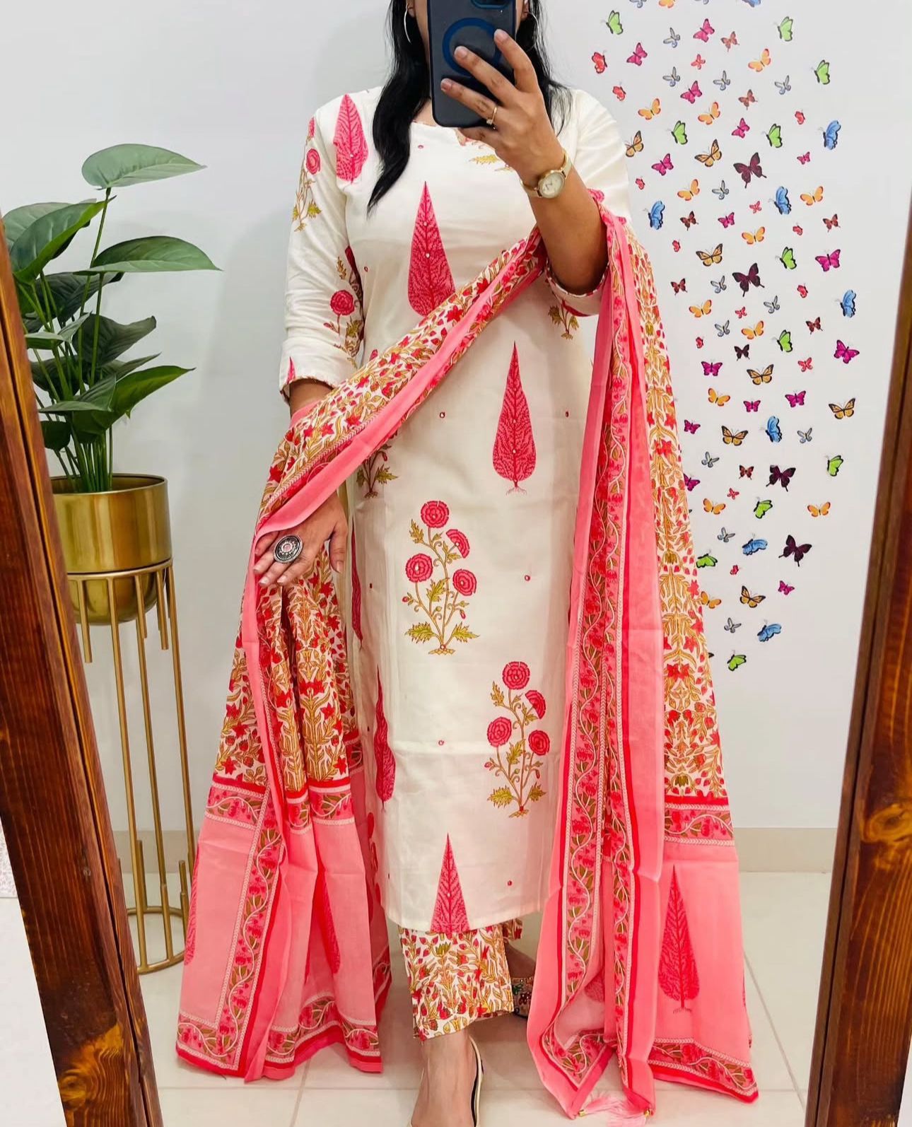 Jaipuri Floral Print Cotton Suit Set