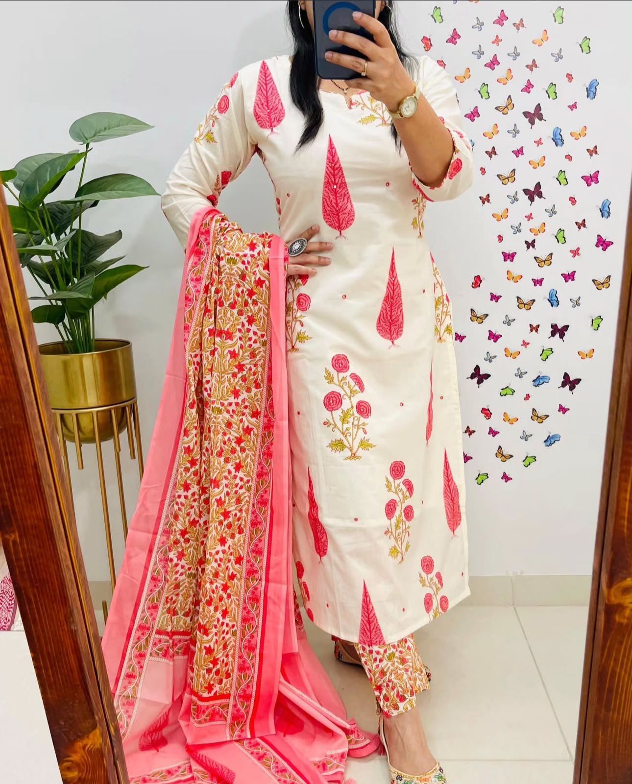 Jaipuri Floral Print Cotton Suit Set