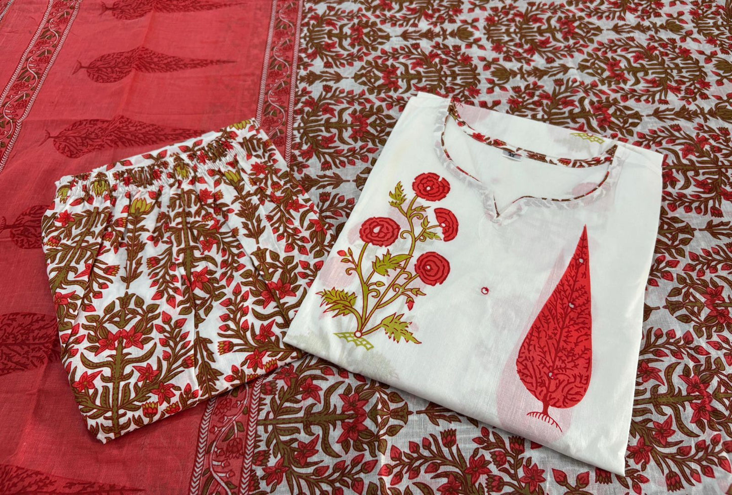 Jaipuri Floral Print Cotton Suit Set
