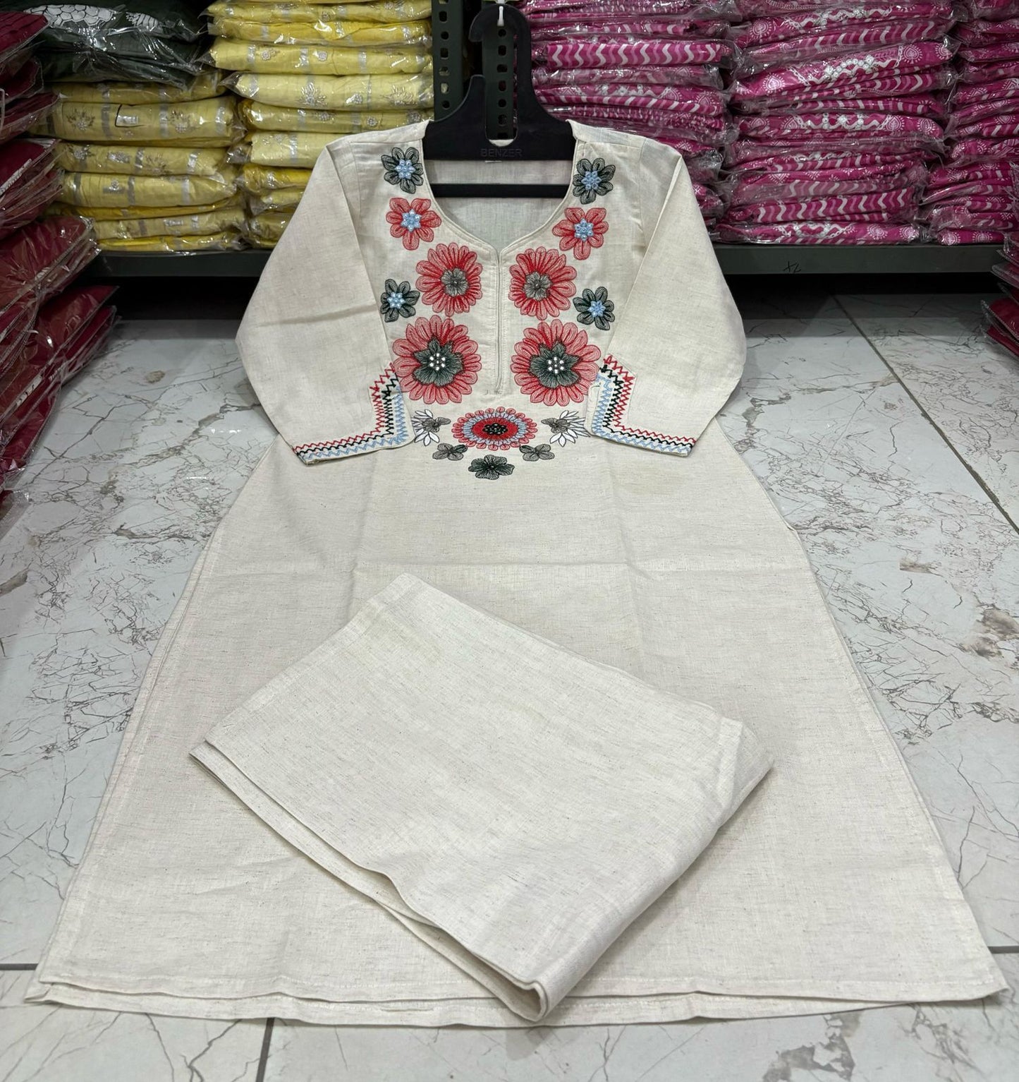 Embroidered Cotton Flex Kurta Set.