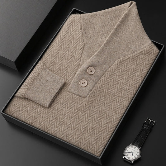 Winter Men's Pure Cashmere Lapel Sweater
