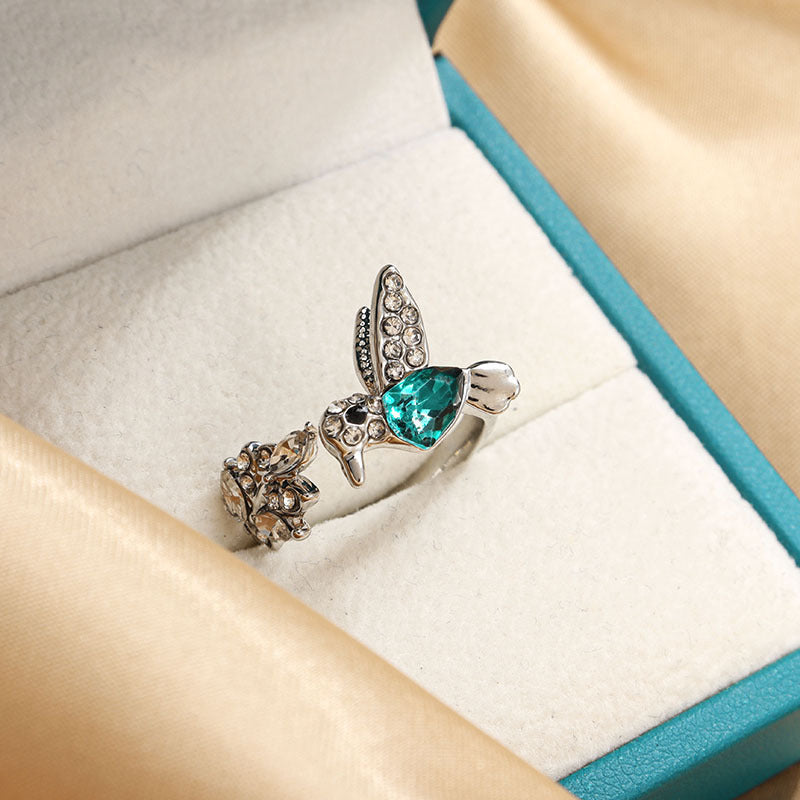 High Sense Women's Accessories Niche Green Hummingbird Ring