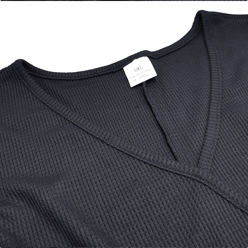 Plus Size Women's Bottoming Shirt Long Sleeve V-neck Loose Top