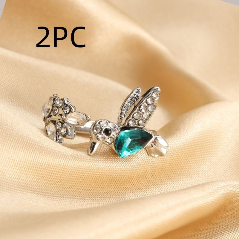 High Sense Women's Accessories Niche Green Hummingbird Ring