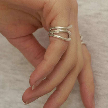 925 Sterling Silver Multi-layer Line Tail Finger Female Simple And Compact Exquisite Ring