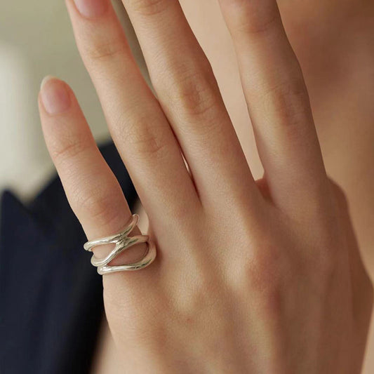 925 Sterling Silver Multi-layer Line Tail Finger Female Simple And Compact Exquisite Ring