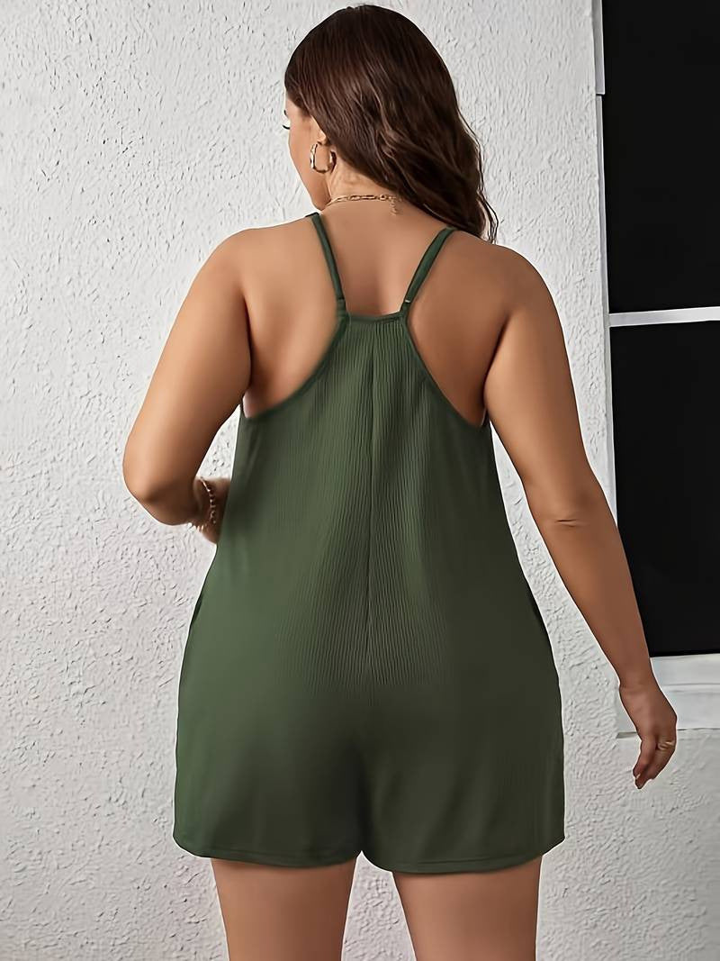 V-neck Sexy Plus Size Women's Suspender Jumpsuit