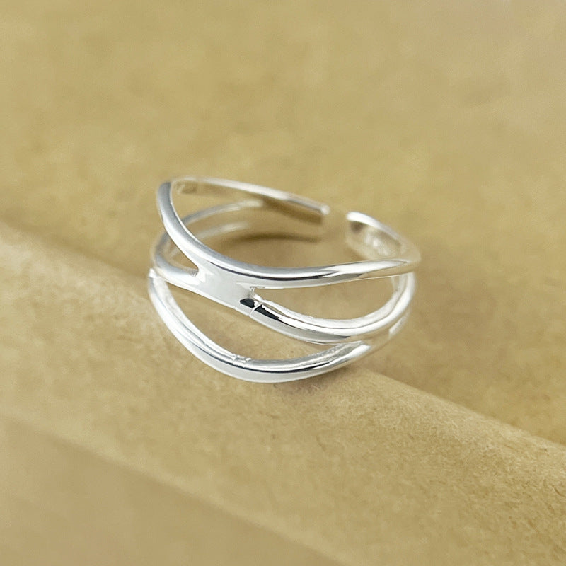 925 Sterling Silver Multi-layer Line Tail Finger Female Simple And Compact Exquisite Ring
