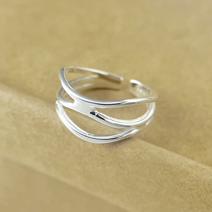 925 Sterling Silver Multi-layer Line Tail Finger Female Simple And Compact Exquisite Ring