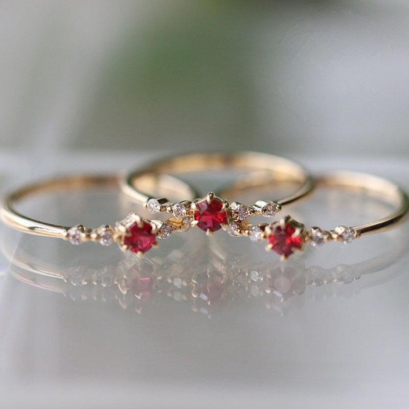 Copper Plating Ruby Ring Design For Women