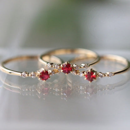 Copper Plating Ruby Ring Design For Women