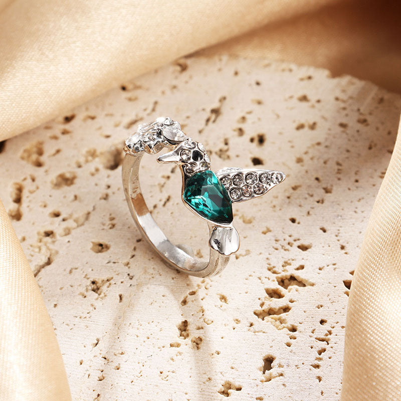 High Sense Women's Accessories Niche Green Hummingbird Ring