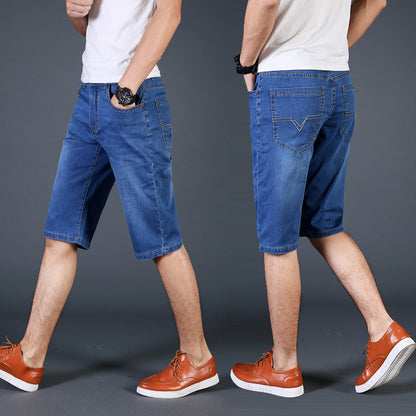 Cropped Denim Shorts Men's Youth Ultra-thin