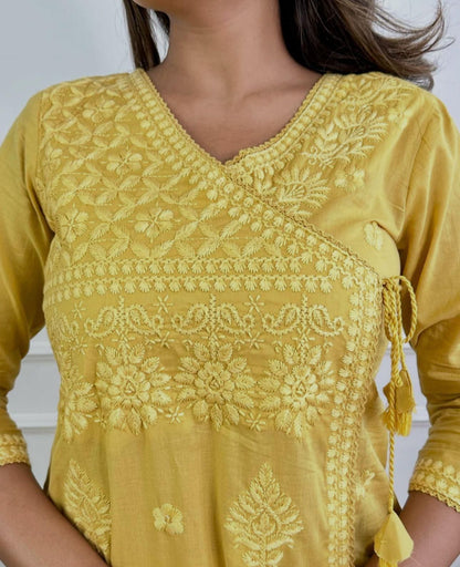 Cotton Chikankari Angrakha Set