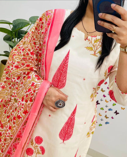Jaipuri Floral Print Cotton Suit Set