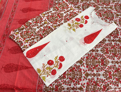 Jaipuri Floral Print Cotton Suit Set