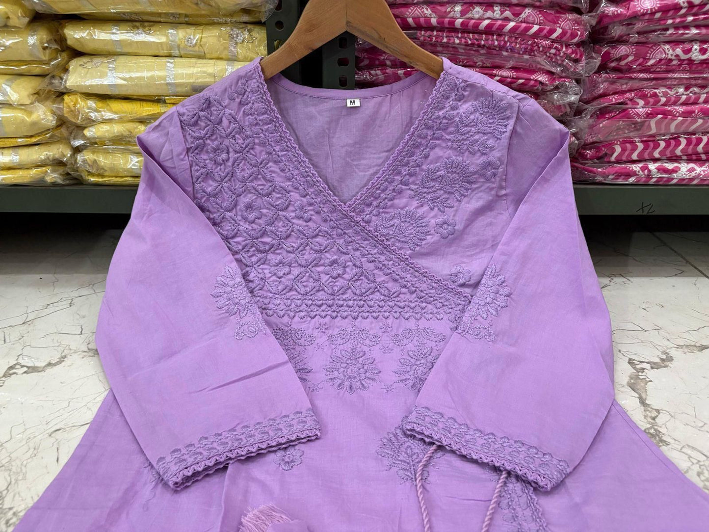 Cotton Chikankari Angrakha Set