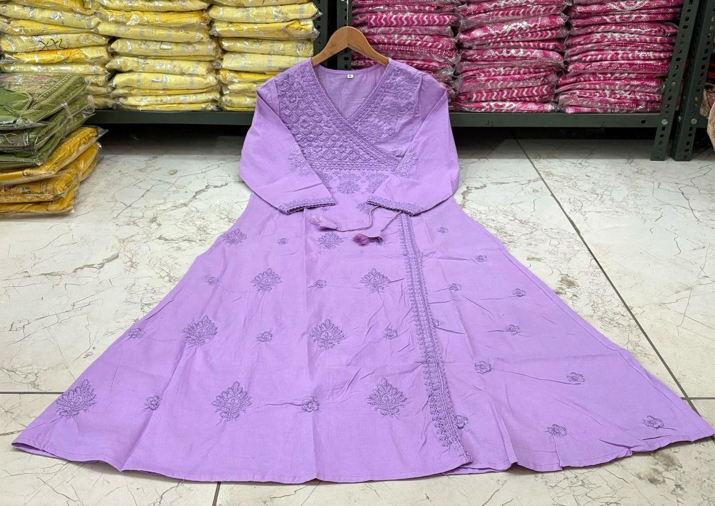 Cotton Chikankari Angrakha Set