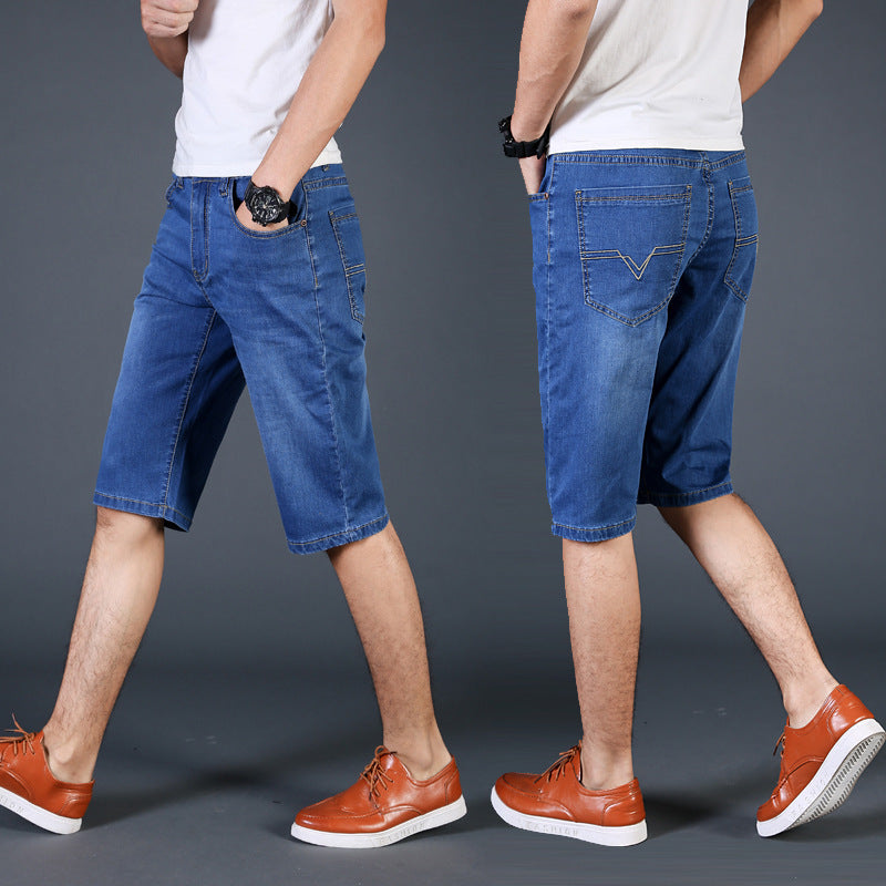 Cropped Denim Shorts Men's Youth Ultra-thin
