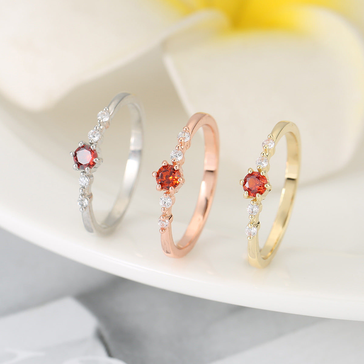 Copper Plating Ruby Ring Design For Women