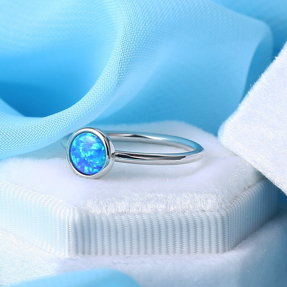 European And American Women's White Gold Plated Simple All-Match Ring